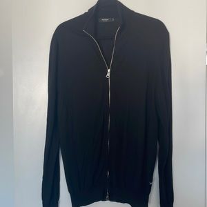Black merino wool zip up sweater 10/10 condition.   Never worn